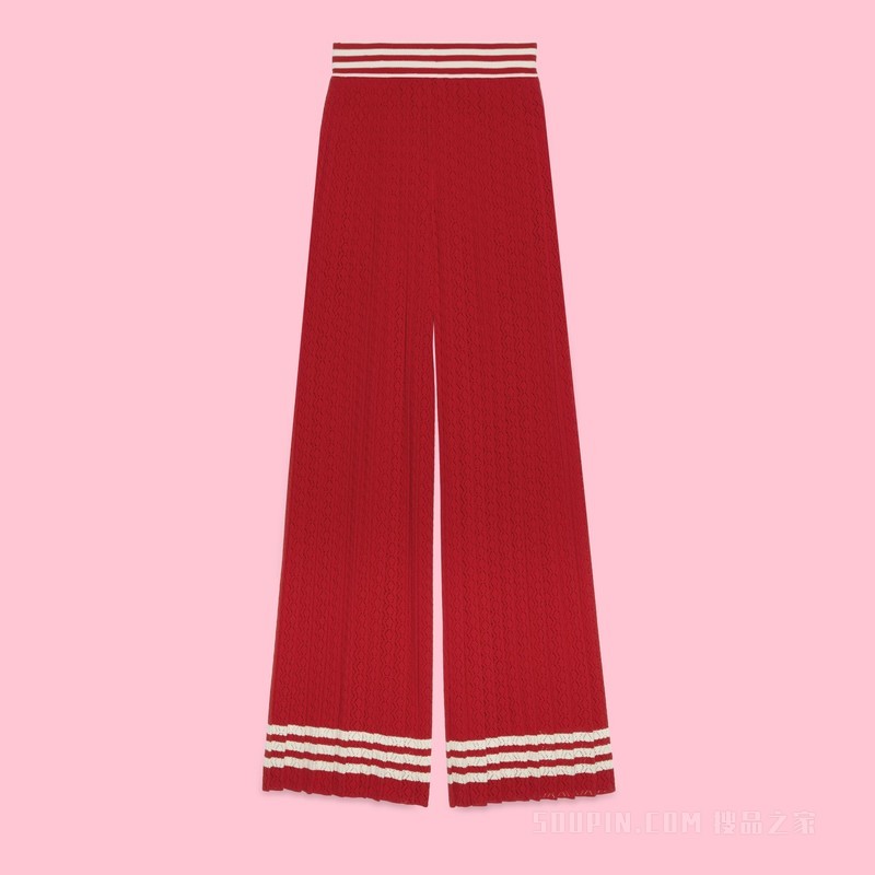 adidas x Gucci联名系列阔腿裤 红色