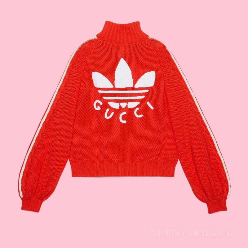 adidas x Gucci联名系列拉链夹克 红色