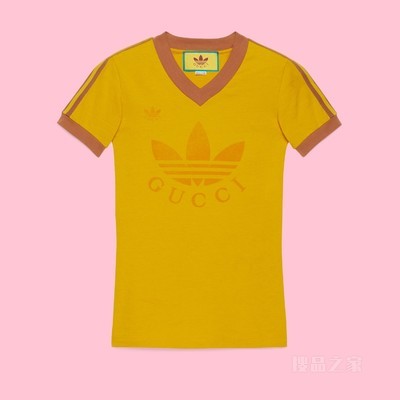 adidas x Gucci联名系列V领T恤 黄色