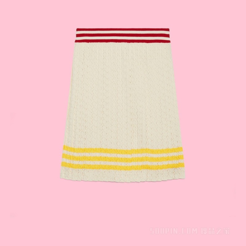 adidas x Gucci联名系列棉质半身裙 象牙白