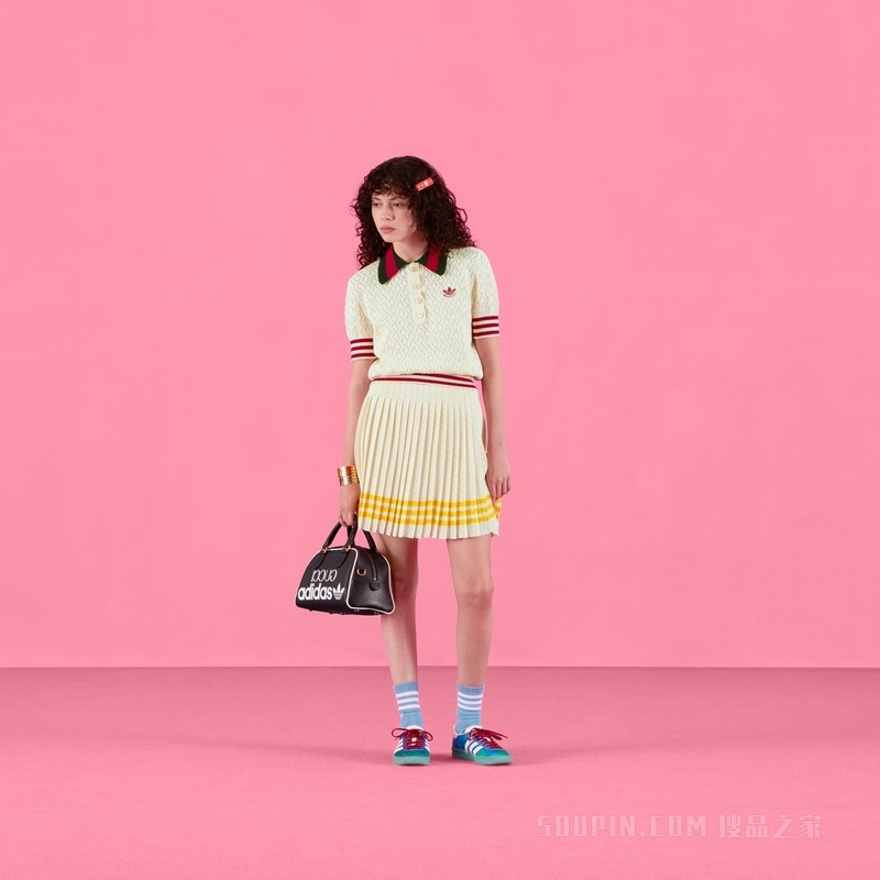 adidas x Gucci联名系列棉质半身裙 象牙白