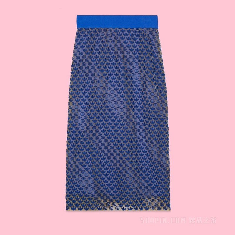 adidas x Gucci联名系列GG薄纱半身裙 蓝色