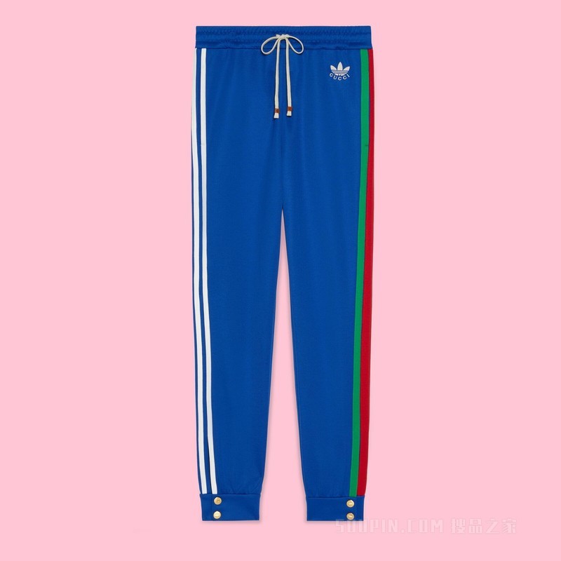 adidas x Gucci联名系列针织慢跑长裤 钴蓝色