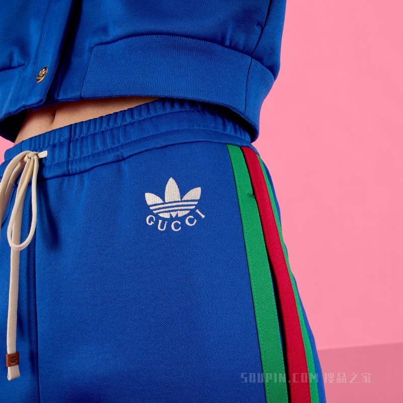 adidas x Gucci联名系列针织慢跑长裤 钴蓝色