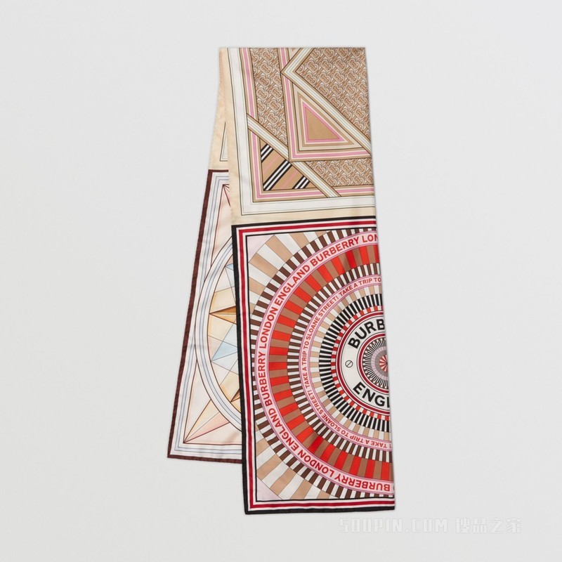 蒙太奇印花丝质斜纹围巾 (多色) - 女士