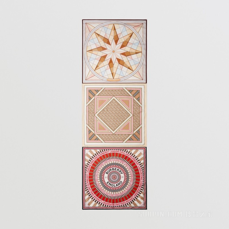 蒙太奇印花丝质斜纹围巾 (多色) - 女士