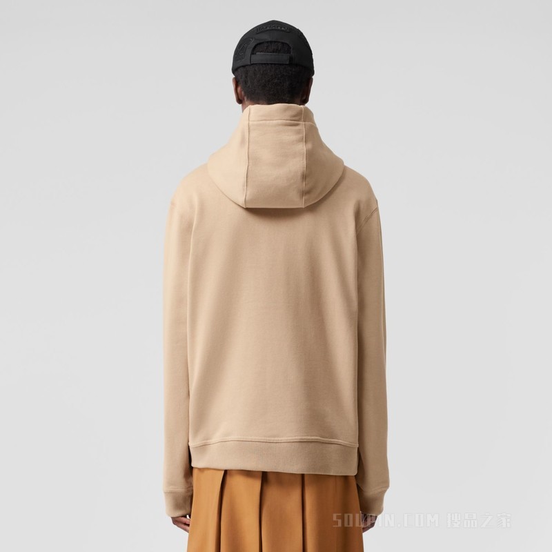 小鹿印花宽松棉质连帽衫 (柔黄褐色) - 女士