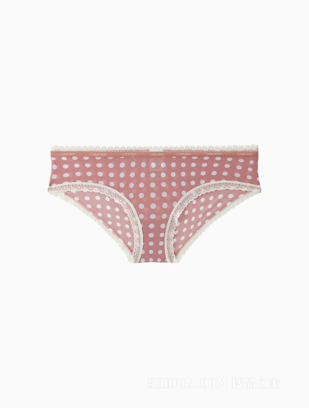 Calvin Klein 22春夏新款女士性感蕾丝循环LOGO透气半包臀三角内裤QD3767