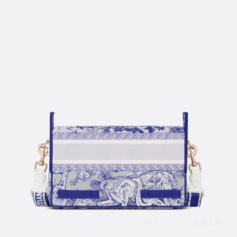 小号 Diorcamp 手袋 透明效果帆布荧光蓝色茹伊印花