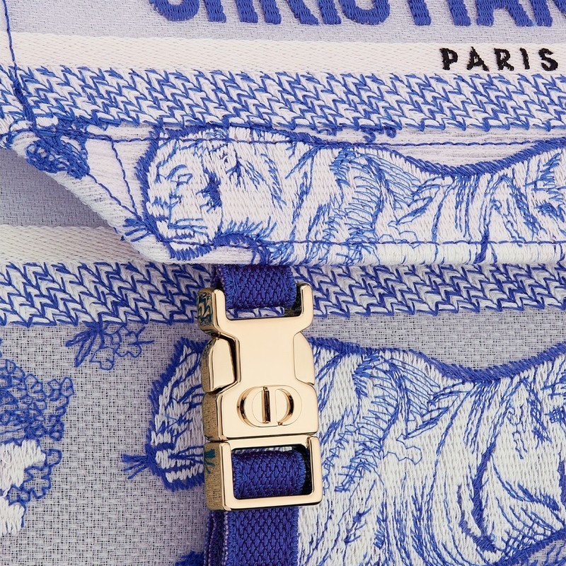 小号 Diorcamp 手袋 透明效果帆布荧光蓝色茹伊印花