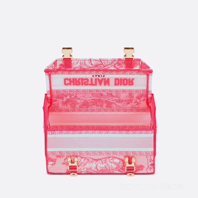 小号 Diorcamp 手袋 透明效果帆布荧光粉色茹伊印花