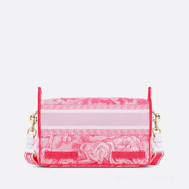 小号 Diorcamp 手袋 透明效果帆布荧光粉色茹伊印花