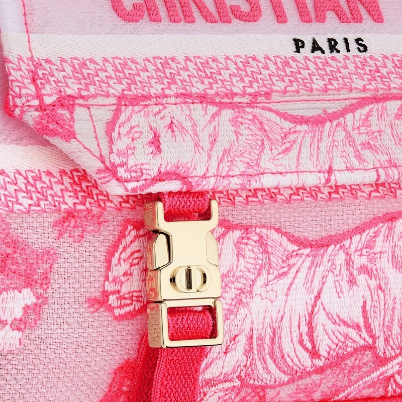 小号 Diorcamp 手袋 透明效果帆布荧光粉色茹伊印花