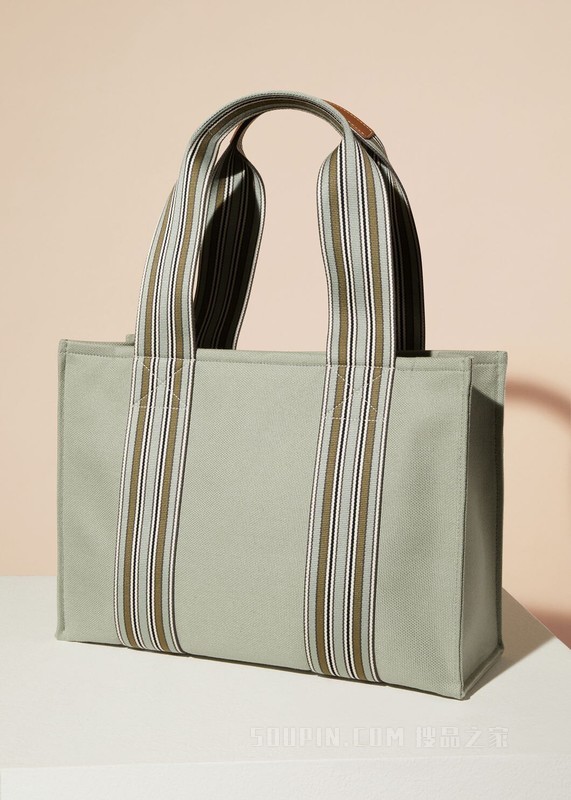The Suitcase Stripe 托特包 棉 , 亚麻