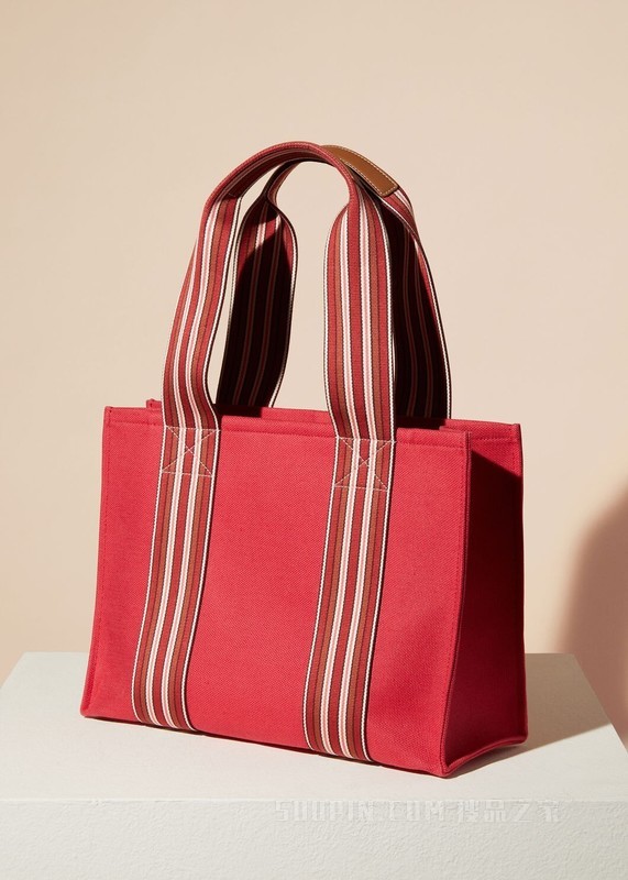 The Suitcase Stripe 托特包 棉 , 亚麻