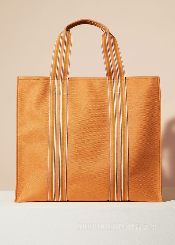 The Suitcase Stripe 托特包 棉 , 亚麻
