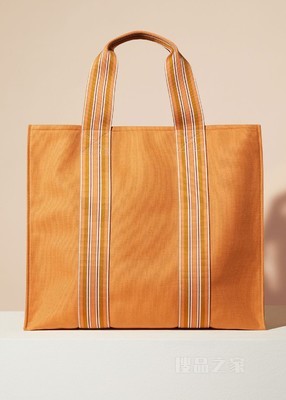 The Suitcase Stripe 托特包 棉 , 亚麻