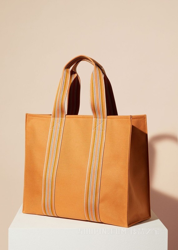 The Suitcase Stripe 托特包 棉 , 亚麻