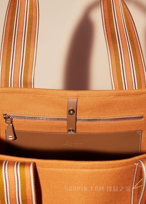 The Suitcase Stripe 托特包 棉 , 亚麻