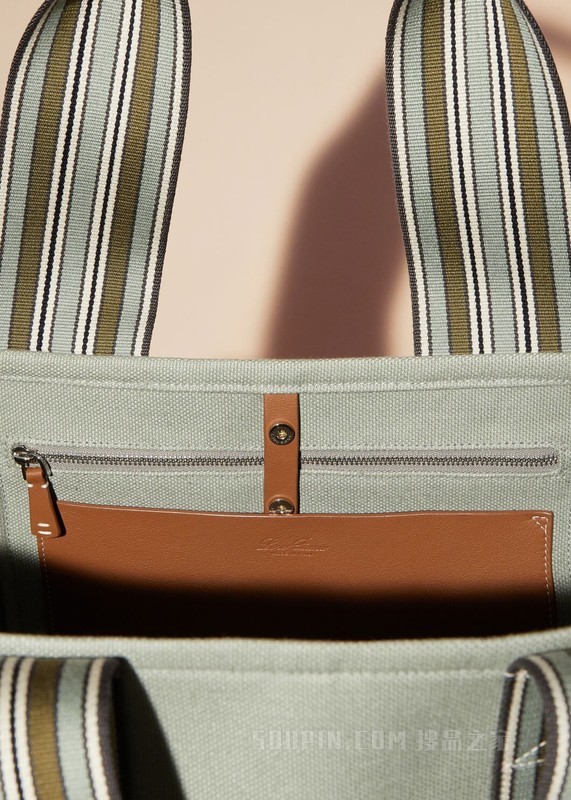 The Suitcase Stripe 托特包 棉 , 亚麻