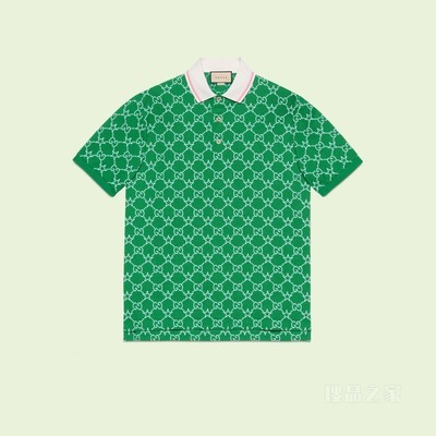 GG弹力棉Polo衫 绿色和蓝色