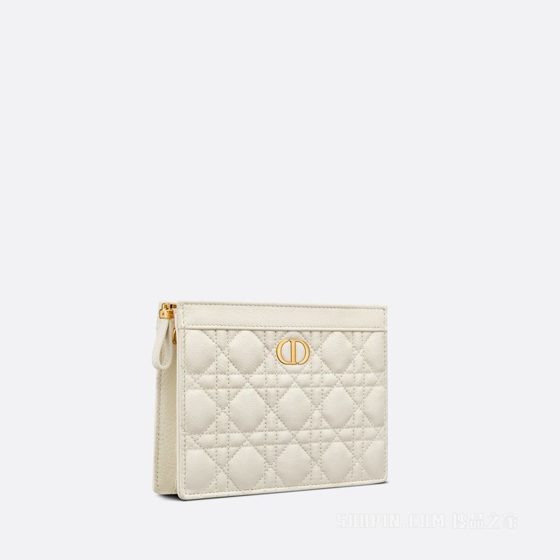 Dior Caro 链条手袋 奶白色柔软牛皮革藤格纹