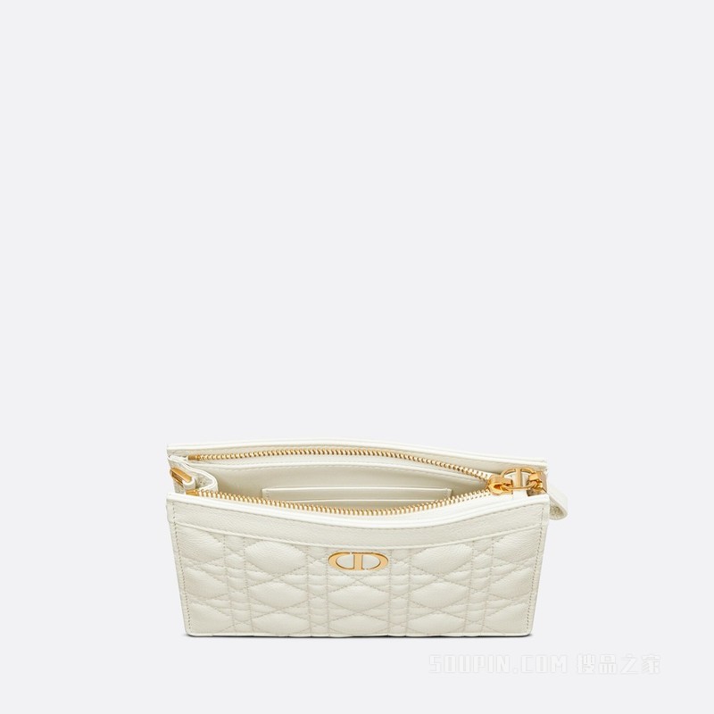 Dior Caro 链条手袋 奶白色柔软牛皮革藤格纹