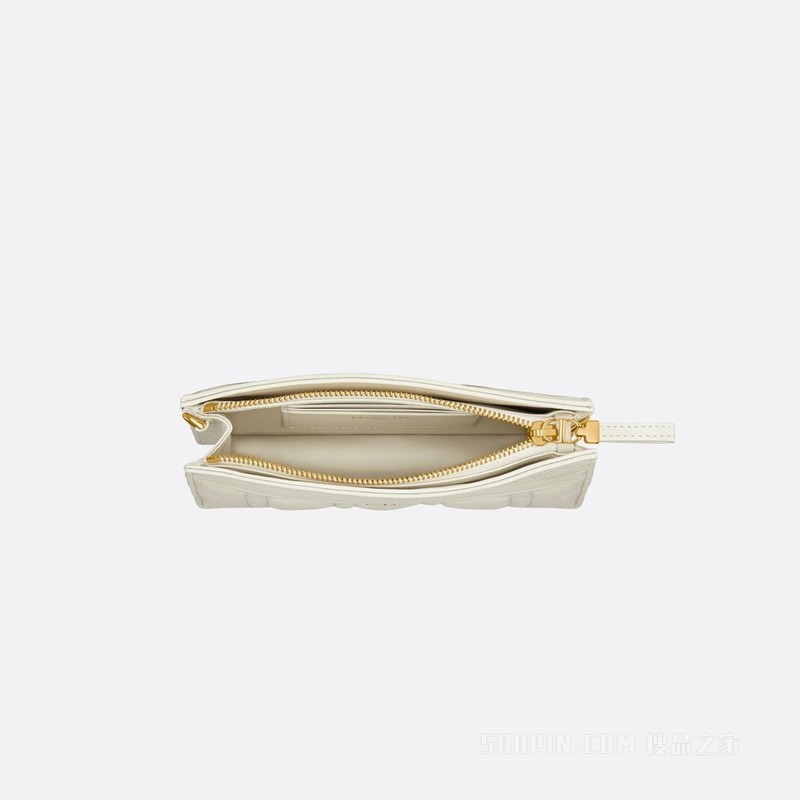 Dior Caro 链条手袋 奶白色柔软牛皮革藤格纹