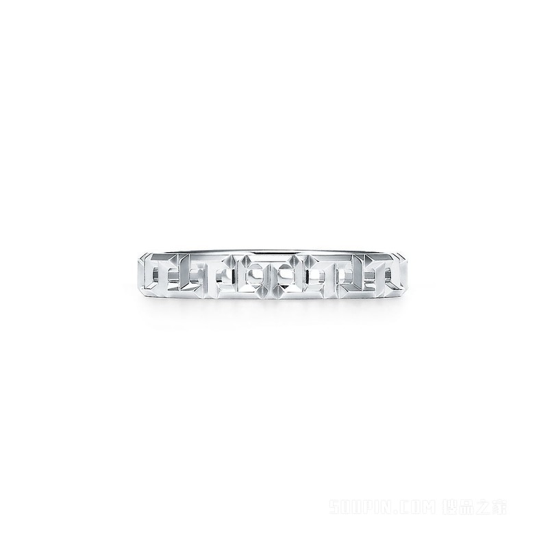 Tiffany T 系列 18K 白金 True 窄式戒指，3.5 毫米宽。
