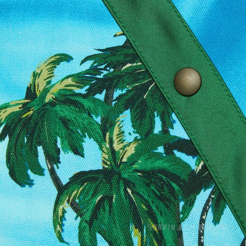印花棉质夹克 蓝色