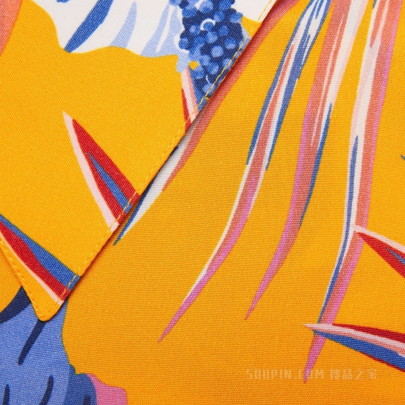 野花印花粘胶纤维衬衫 黄色