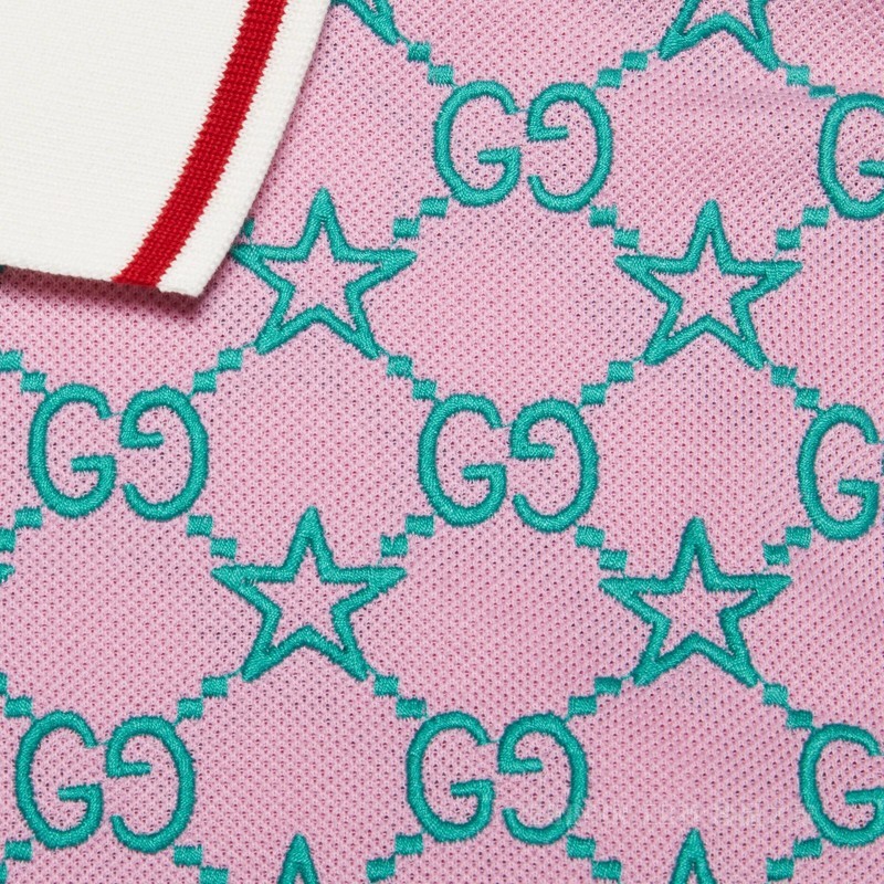 GG弹力棉Polo衫 粉色和蓝色