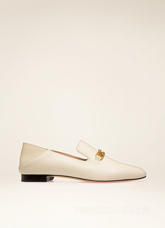 Darcie 骨白色皮革乐福鞋