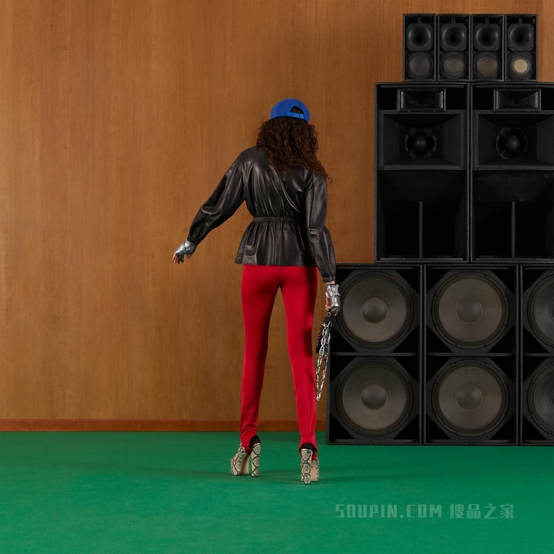 皮革拉链夹克 黑色