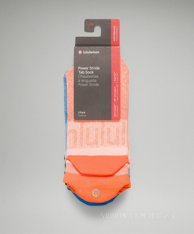 Power Stride 男士带提耳短袜 *3双装