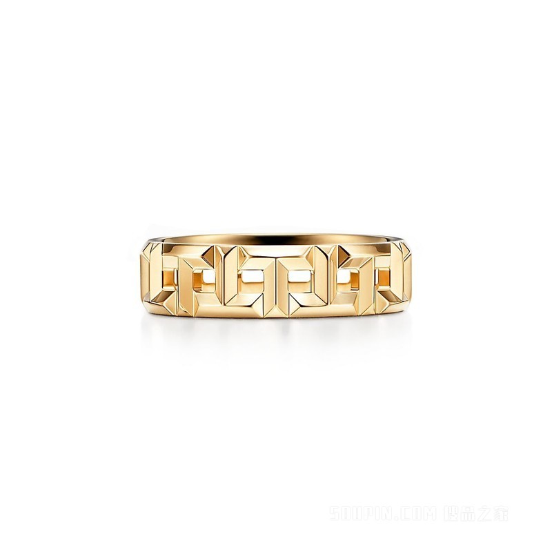 Tiffany T 系列 18K 黄金 True 宽式戒指，5.5 毫米宽。