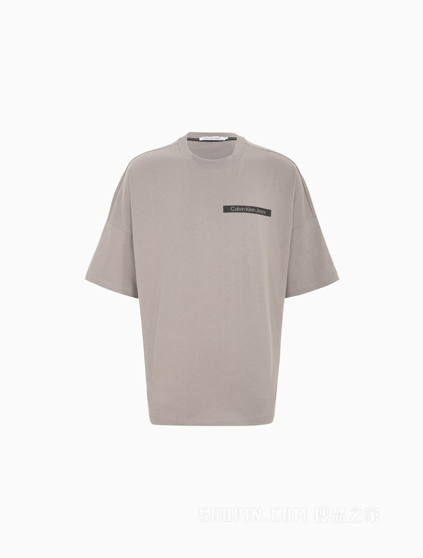 Calvin Klein 22春夏男女同款切割图案印花短袖T恤J400212