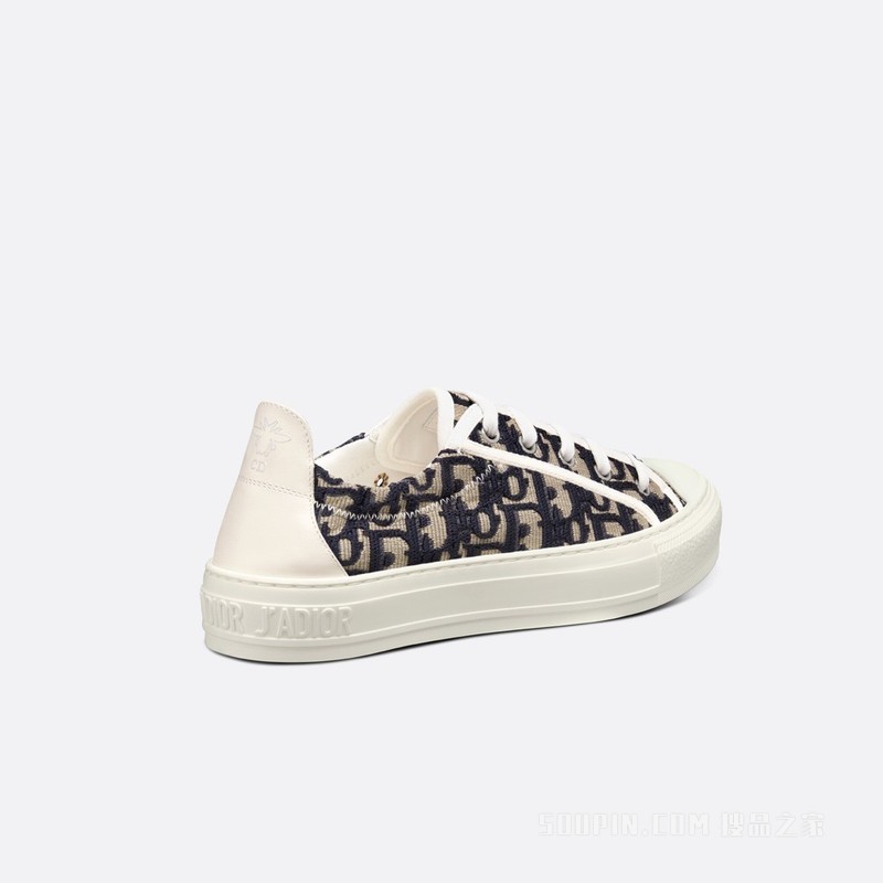 Walk'n'Dior 低帮运动鞋 棉质刺绣面料深蓝色 Oblique 印花