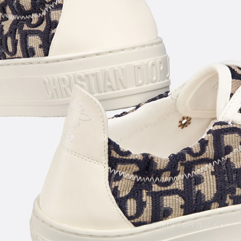 Walk'n'Dior 低帮运动鞋 棉质刺绣面料深蓝色 Oblique 印花
