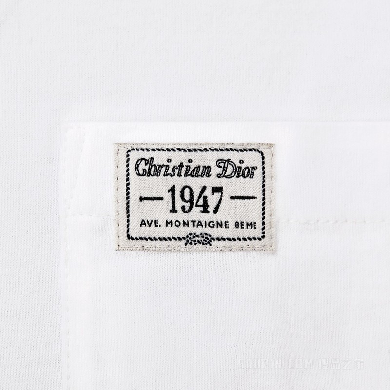 CD 1947 宽松版型 T 恤 白色棉质平纹针织面料