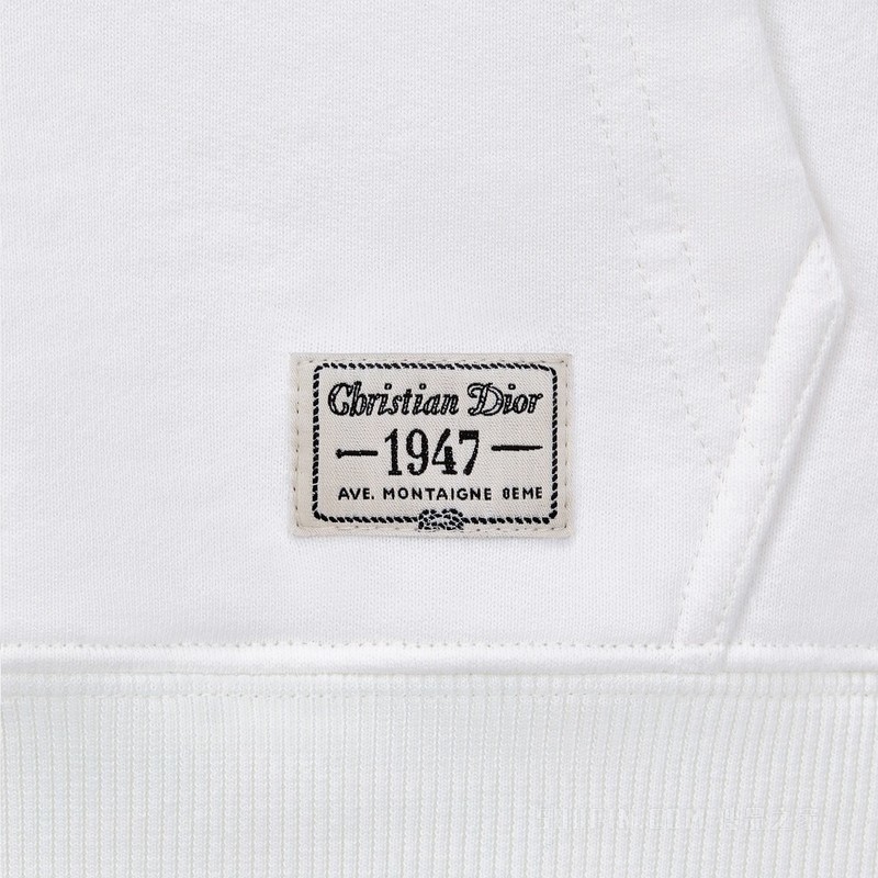 CD 1947 宽松版型连帽运动衫 白色棉质起绒面料