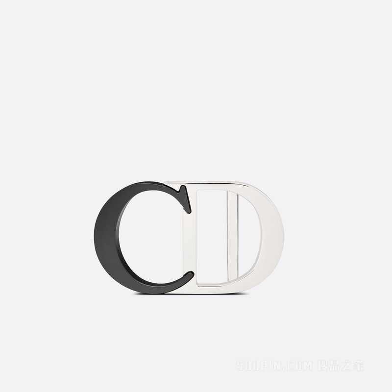 “CD Icon”腰带扣 40 毫米黑色哑光涂漆和金属覆层黄铜