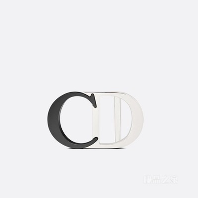 “CD Icon”腰带扣 40 毫米黑色哑光涂漆和金属覆层黄铜