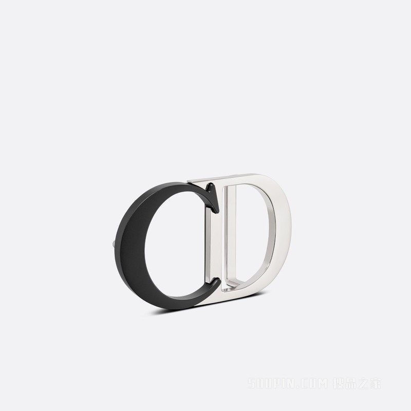 “CD Icon”腰带扣 40 毫米黑色哑光涂漆和金属覆层黄铜