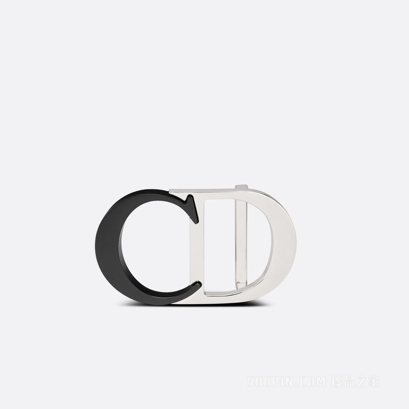 “CD Icon”腰带扣 40 毫米黑色哑光涂漆和金属覆层黄铜