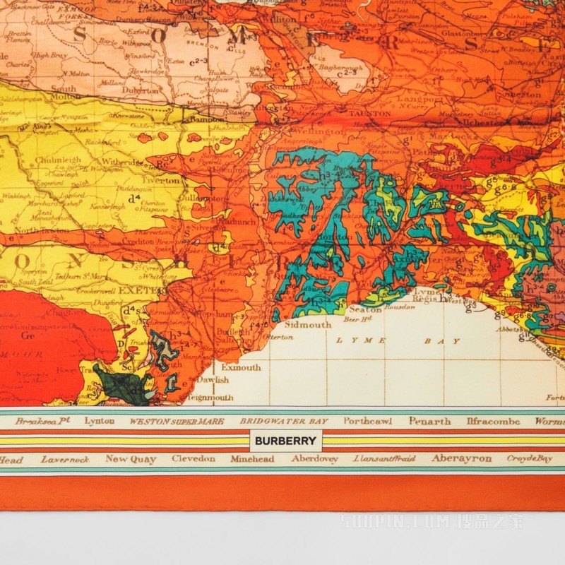 地图印花丝质方巾 (多色)