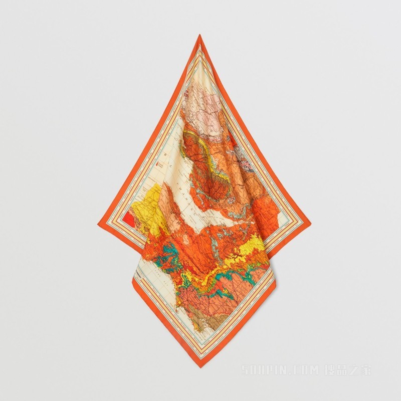 地图印花丝质方巾 (多色)