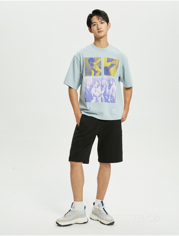 【简约系列】Calvin Klein 22春夏男女同款纯棉宽松印花短袖T恤40643ST