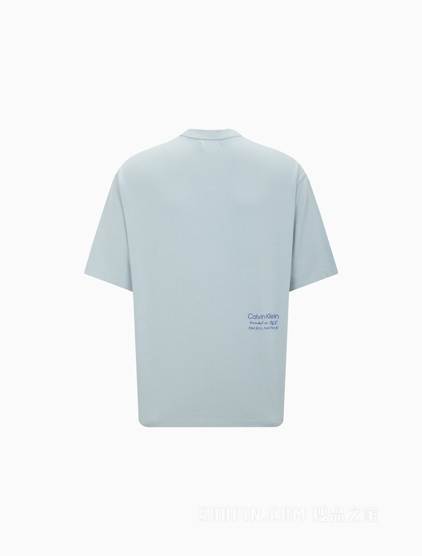 【简约系列】Calvin Klein 22春夏男女同款纯棉宽松印花短袖T恤40643ST