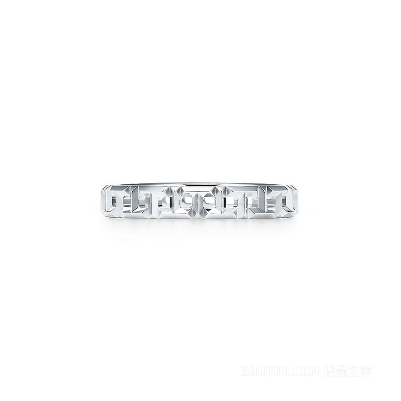Tiffany T 系列 18K 白金 True 窄式戒指，3.5 毫米宽。